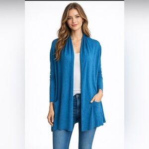 Zadig & Voltaire Dana CP Women Cashmere Open Front Cardigan Blue Size S Flaw